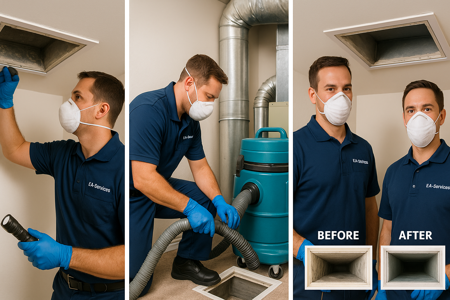 Professional air duct cleaning process in Peralta